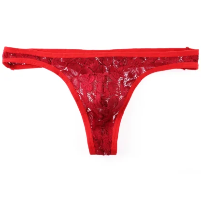 Sheer Floral Lace Thongs - Image 4