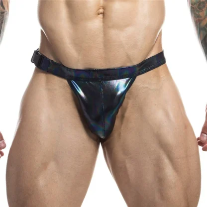 Faux Leather Buckle Strap Brief - Image 4