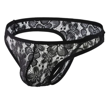 Sheer Floral Lace Thongs - Image 2