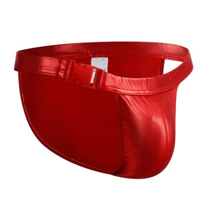 Faux Leather Buckle Strap Brief - Image 15